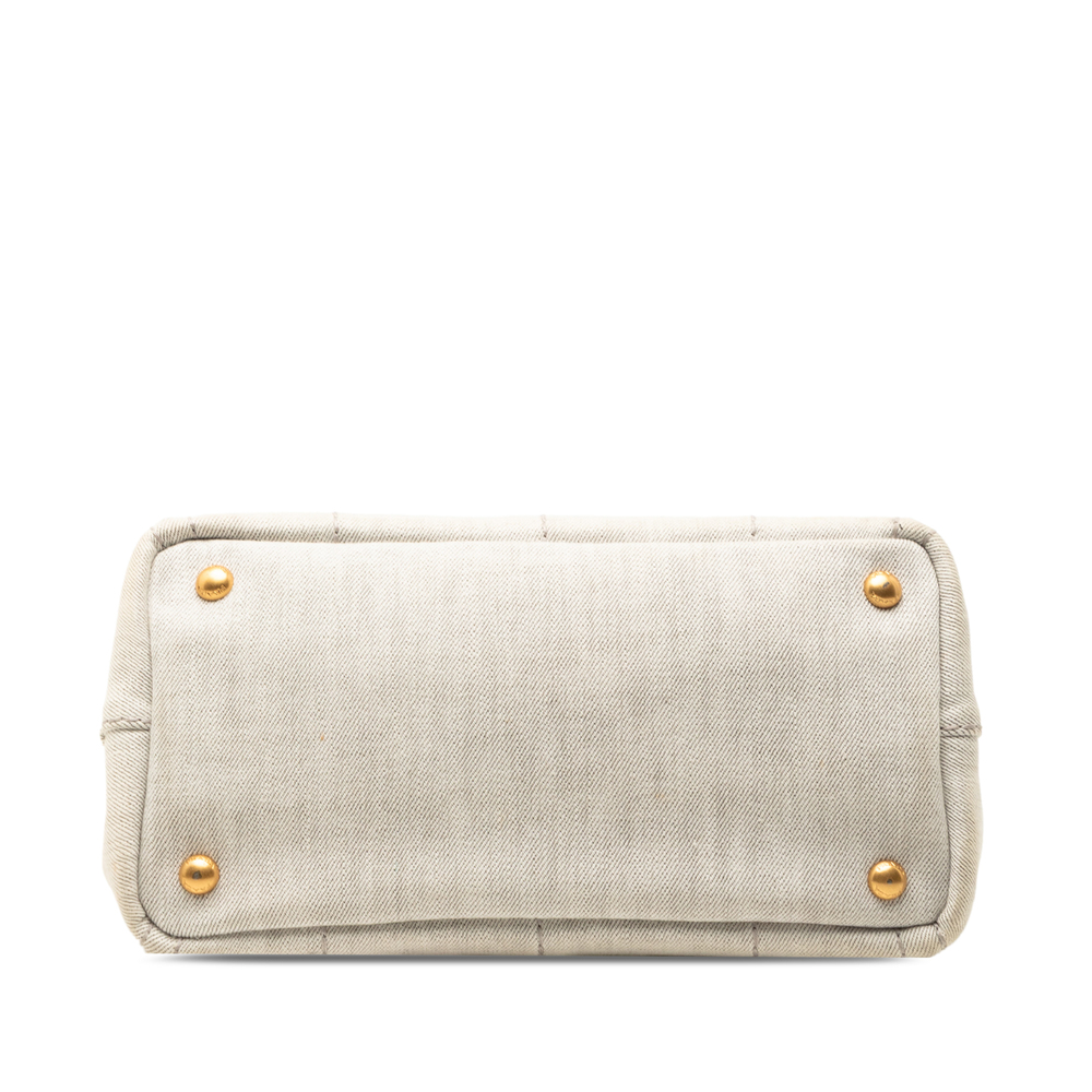 Pre-Loved Prada Small Denim Canapa Logo Satchel - Picture 3 of 7